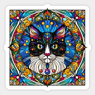Stained Glass Cat Art Sticker